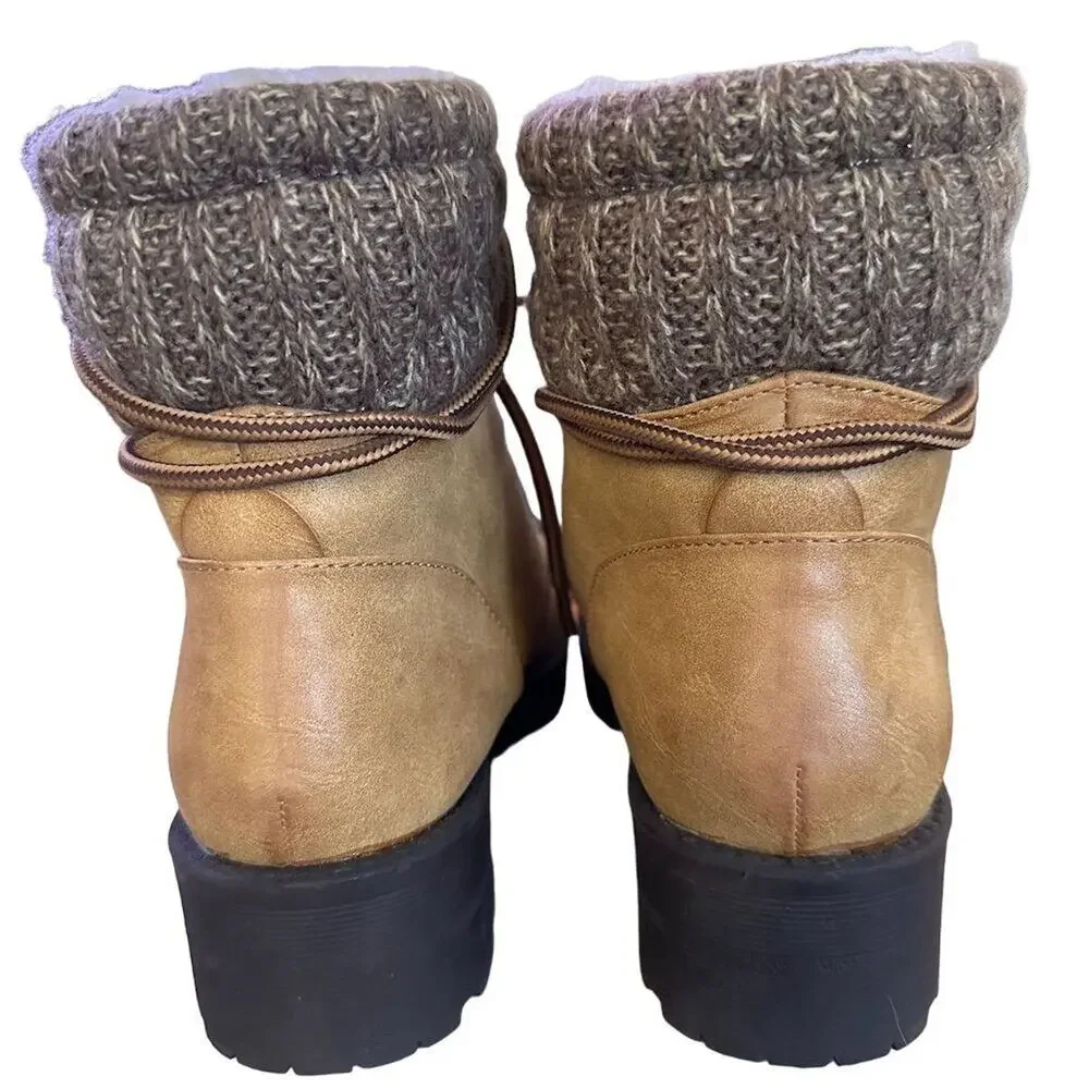 MIA Women's Brown‎ Combat Ankle Boots Size 8.5 Moto Hiking Casual distressed - Picture 7 of 10